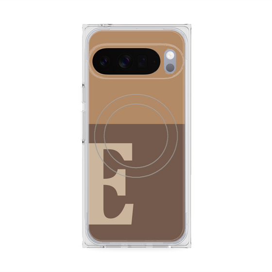 プレミアムスクエアケース with Pixelsnap［ オリジナル - initial two tone - E brown ］