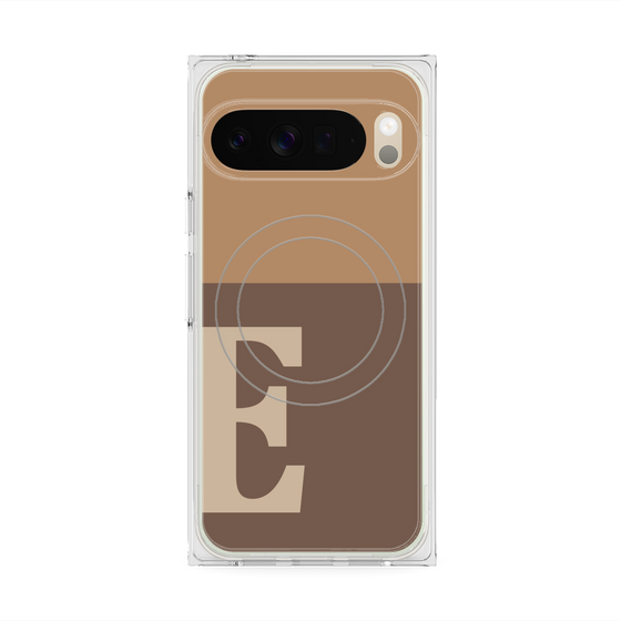 プレミアムスクエアケース with Pixelsnap［ オリジナル - initial two tone - E brown ］
