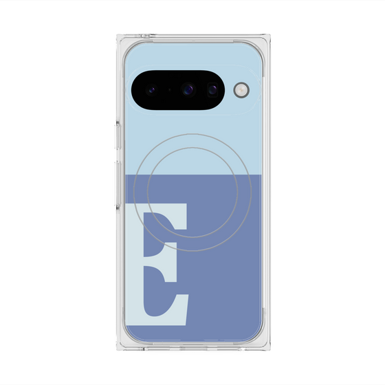 プレミアムスクエアケース with Pixelsnap［ オリジナル - initial two tone - E blue ］
