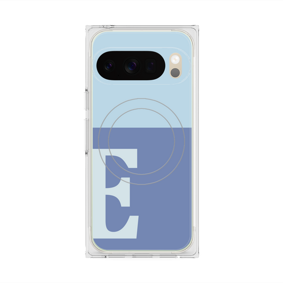 プレミアムスクエアケース with Pixelsnap［ オリジナル - initial two tone - E blue ］