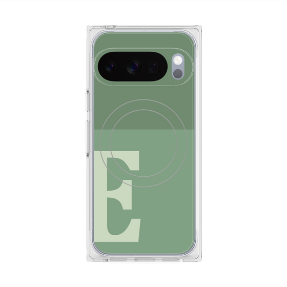 プレミアムスクエアケース with Pixelsnap［ オリジナル - initial two tone - E green ］