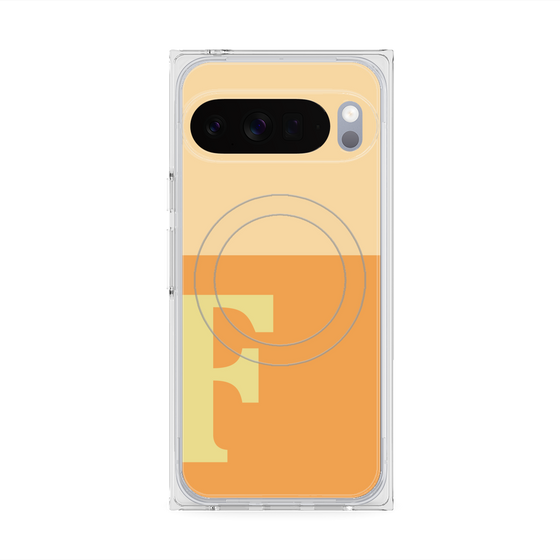 プレミアムスクエアケース with Pixelsnap［ オリジナル - initial two tone - F orange ］