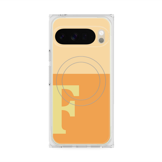 プレミアムスクエアケース with Pixelsnap［ オリジナル - initial two tone - F orange ］