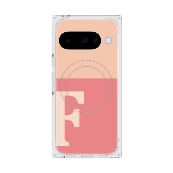 プレミアムスクエアケース with Pixelsnap［ オリジナル - initial two tone - F pink ］