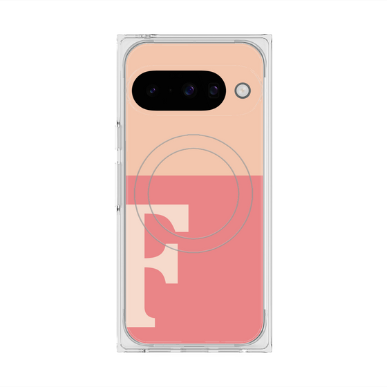 プレミアムスクエアケース with Pixelsnap［ オリジナル - initial two tone - F pink ］