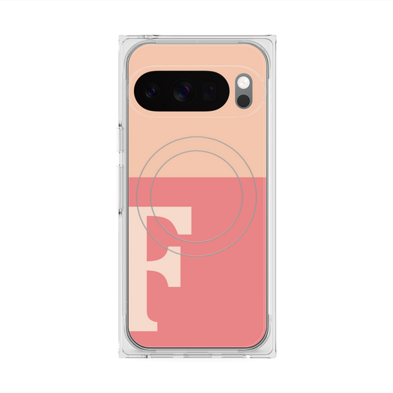 プレミアムスクエアケース with Pixelsnap［ オリジナル - initial two tone - F pink ］