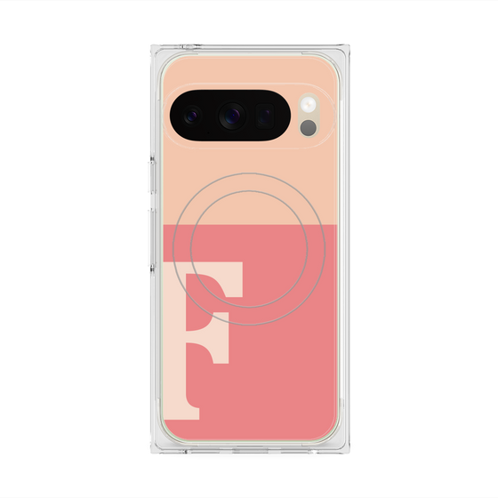 プレミアムスクエアケース with Pixelsnap［ オリジナル - initial two tone - F pink ］