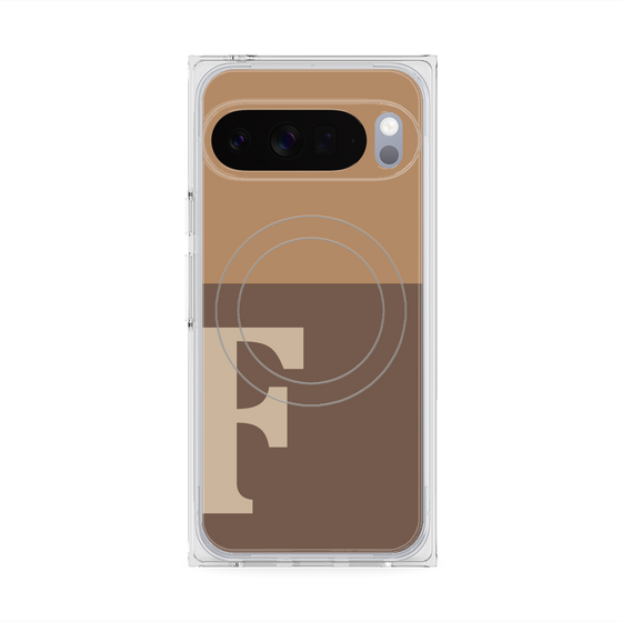 プレミアムスクエアケース with Pixelsnap［ オリジナル - initial two tone - F brown ］