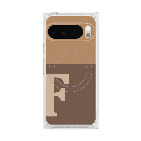 プレミアムスクエアケース with Pixelsnap［ オリジナル - initial two tone - F brown ］