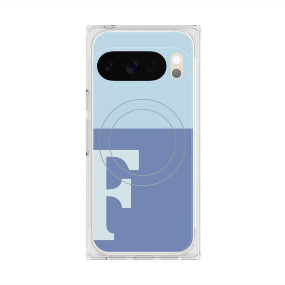 プレミアムスクエアケース with Pixelsnap［ オリジナル - initial two tone - F blue ］