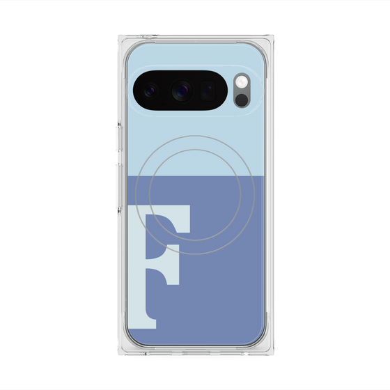 プレミアムスクエアケース with Pixelsnap［ オリジナル - initial two tone - F blue ］