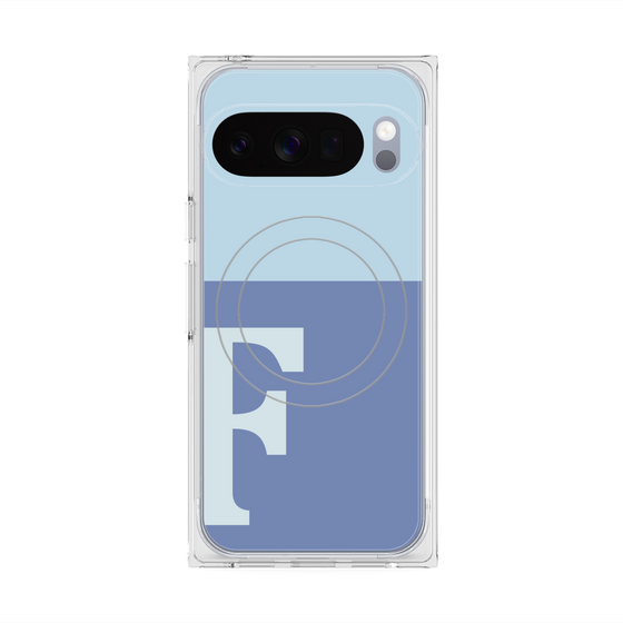 プレミアムスクエアケース with Pixelsnap［ オリジナル - initial two tone - F blue ］