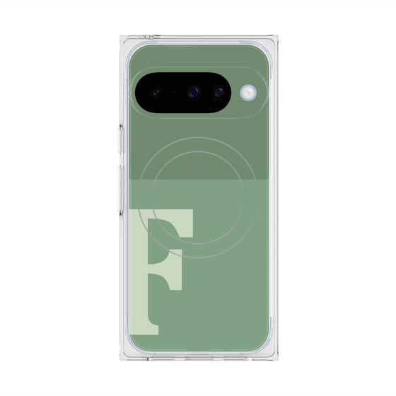 プレミアムスクエアケース with Pixelsnap［ オリジナル - initial two tone - F green ］