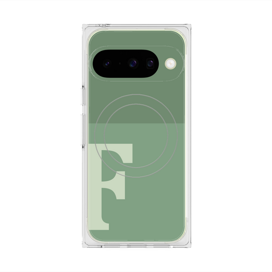 プレミアムスクエアケース with Pixelsnap［ オリジナル - initial two tone - F green ］