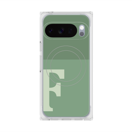 プレミアムスクエアケース with Pixelsnap［ オリジナル - initial two tone - F green ］