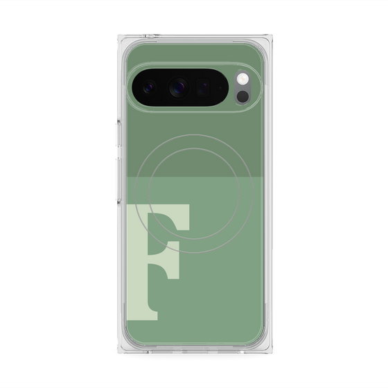 プレミアムスクエアケース with Pixelsnap［ オリジナル - initial two tone - F green ］