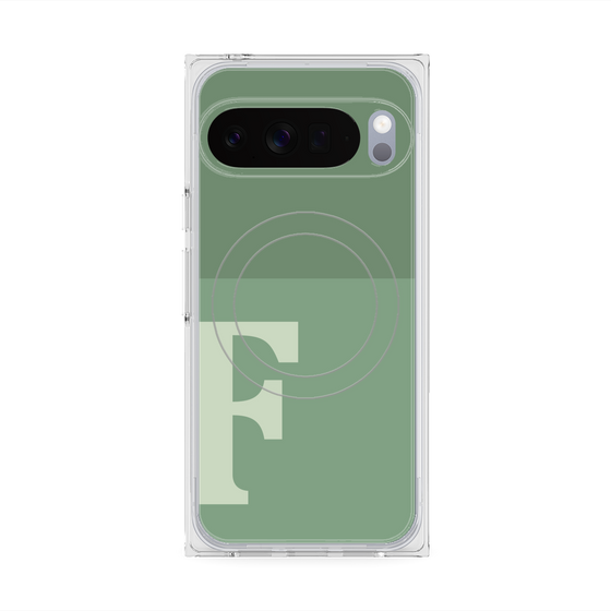 プレミアムスクエアケース with Pixelsnap［ オリジナル - initial two tone - F green ］