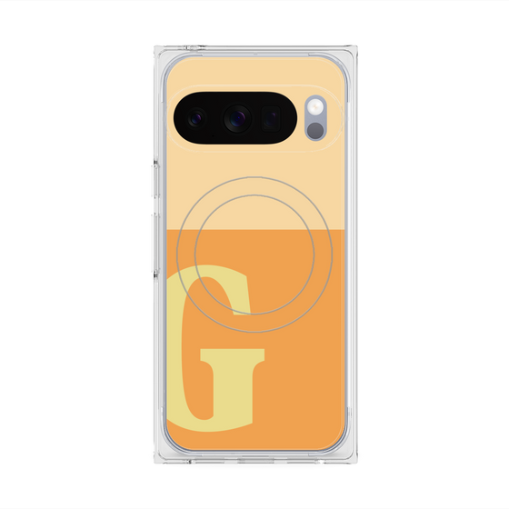 プレミアムスクエアケース with Pixelsnap［ オリジナル - initial two tone - G orange ］