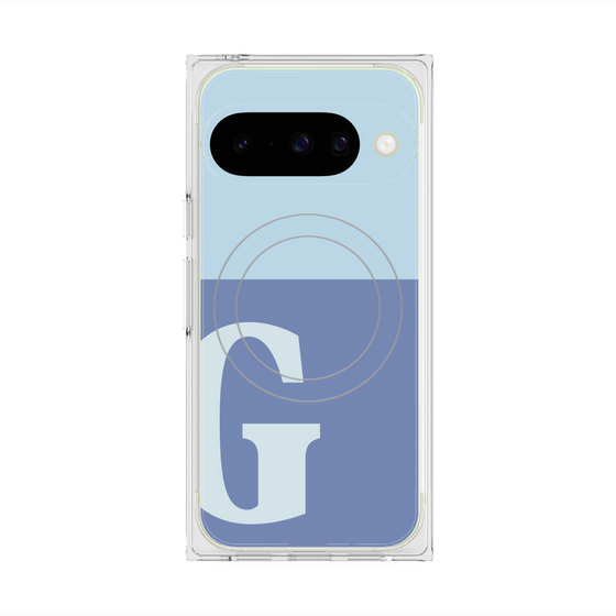 プレミアムスクエアケース with Pixelsnap［ オリジナル - initial two tone - G blue ］
