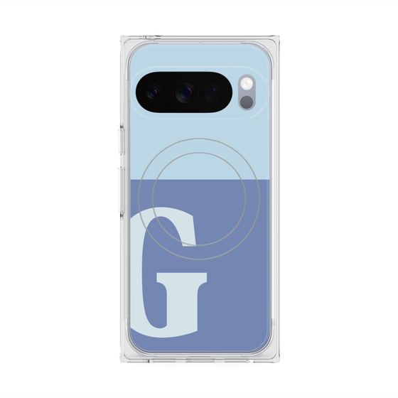 プレミアムスクエアケース with Pixelsnap［ オリジナル - initial two tone - G blue ］