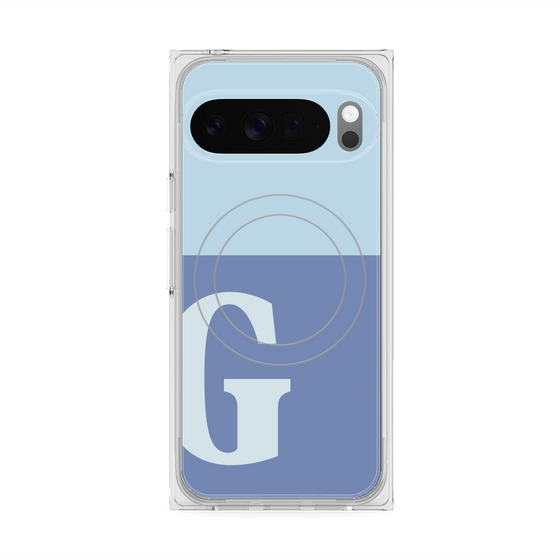 プレミアムスクエアケース with Pixelsnap［ オリジナル - initial two tone - G blue ］