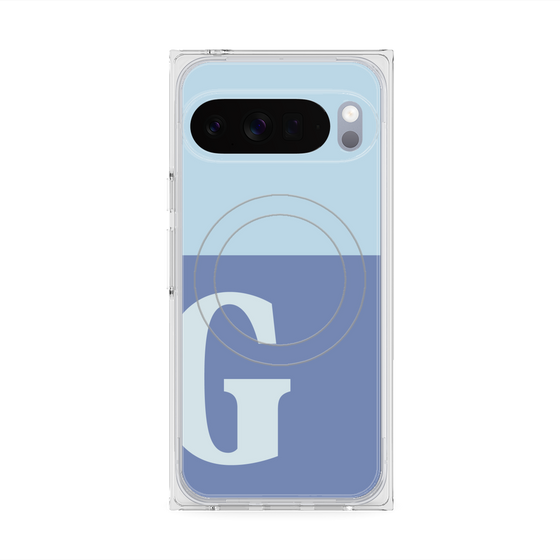 プレミアムスクエアケース with Pixelsnap［ オリジナル - initial two tone - G blue ］