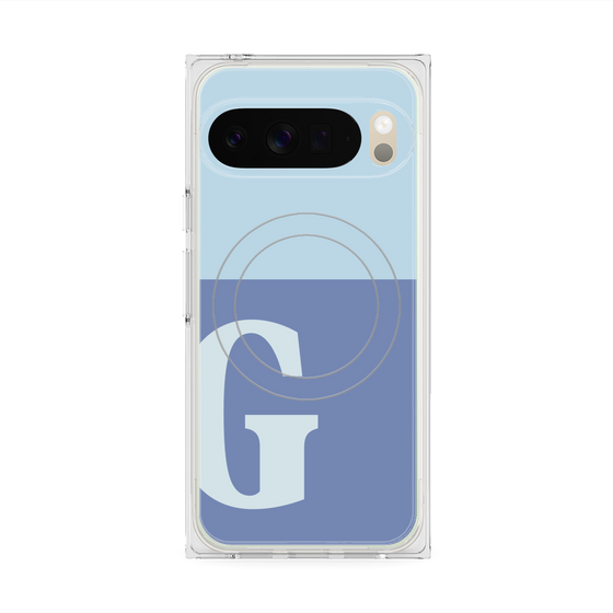 プレミアムスクエアケース with Pixelsnap［ オリジナル - initial two tone - G blue ］