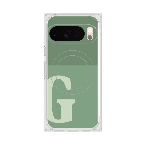 プレミアムスクエアケース with Pixelsnap［ オリジナル - initial two tone - G green ］