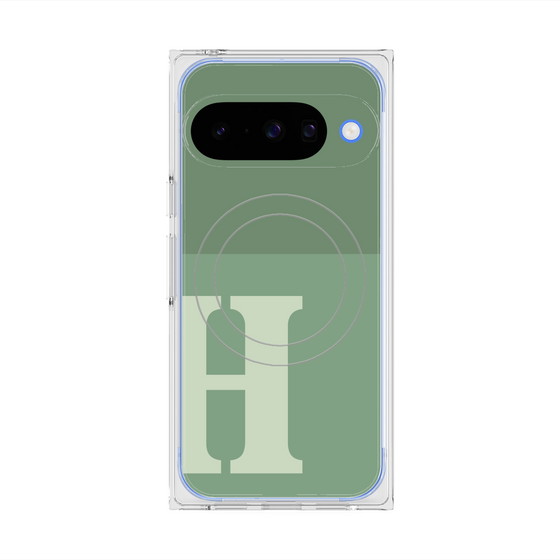 プレミアムスクエアケース with Pixelsnap［ オリジナル - initial two tone - H green ］