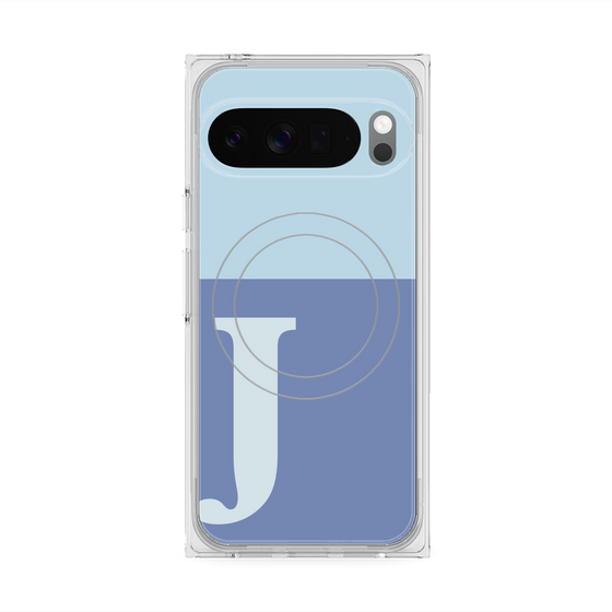 プレミアムスクエアケース with Pixelsnap［ オリジナル - initial two tone - J blue ］