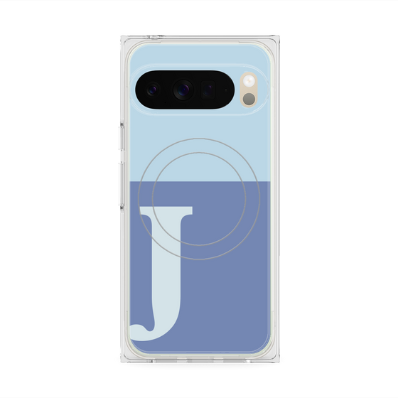 プレミアムスクエアケース with Pixelsnap［ オリジナル - initial two tone - J blue ］