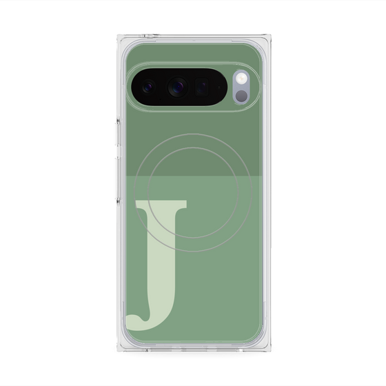 プレミアムスクエアケース with Pixelsnap［ オリジナル - initial two tone - J green ］