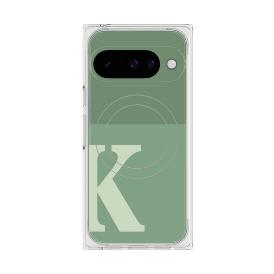プレミアムスクエアケース with Pixelsnap［ オリジナル - initial two tone - K green ］