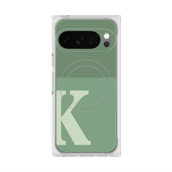 プレミアムスクエアケース with Pixelsnap［ オリジナル - initial two tone - K green ］
