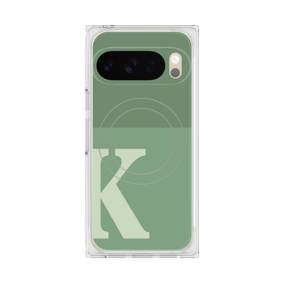 プレミアムスクエアケース with Pixelsnap［ オリジナル - initial two tone - K green ］