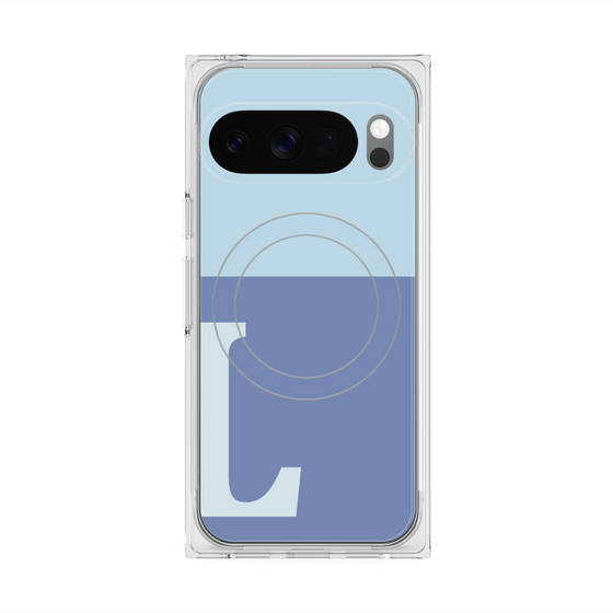 プレミアムスクエアケース with Pixelsnap［ オリジナル - initial two tone - L blue ］