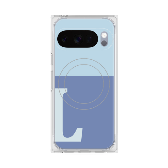 プレミアムスクエアケース with Pixelsnap［ オリジナル - initial two tone - L blue ］