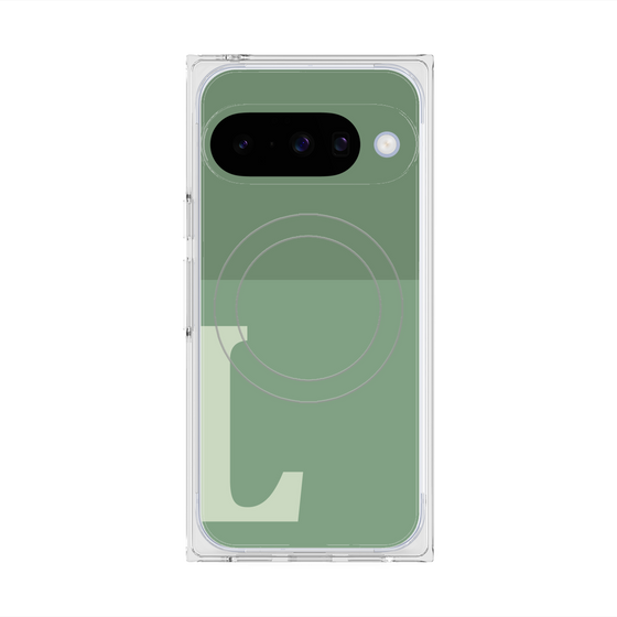 プレミアムスクエアケース with Pixelsnap［ オリジナル - initial two tone - L green ］