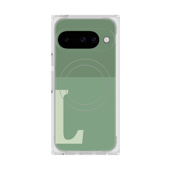 プレミアムスクエアケース with Pixelsnap［ オリジナル - initial two tone - L green ］