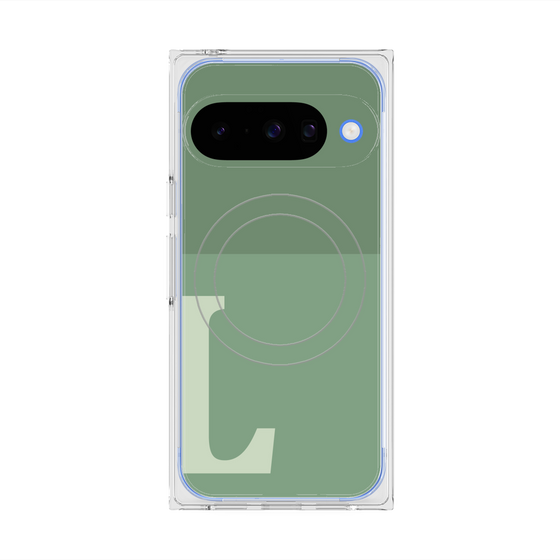 プレミアムスクエアケース with Pixelsnap［ オリジナル - initial two tone - L green ］
