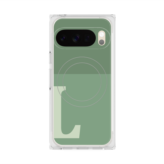 プレミアムスクエアケース with Pixelsnap［ オリジナル - initial two tone - L green ］