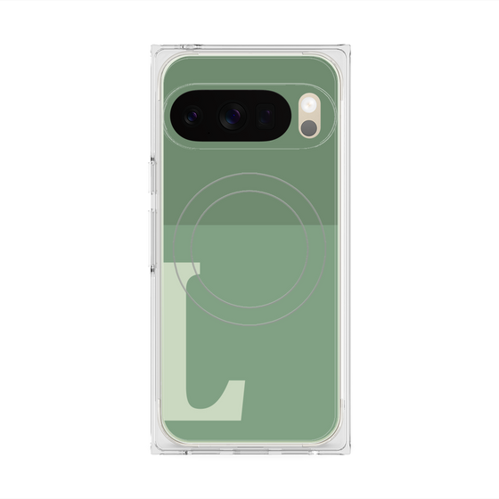 プレミアムスクエアケース with Pixelsnap［ オリジナル - initial two tone - L green ］