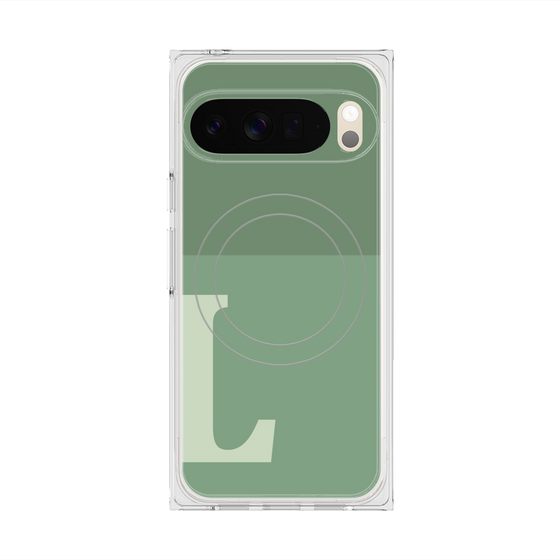 プレミアムスクエアケース with Pixelsnap［ オリジナル - initial two tone - L green ］