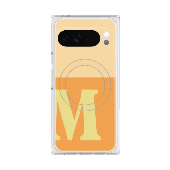 プレミアムスクエアケース with Pixelsnap［ オリジナル - initial two tone - M orange ］