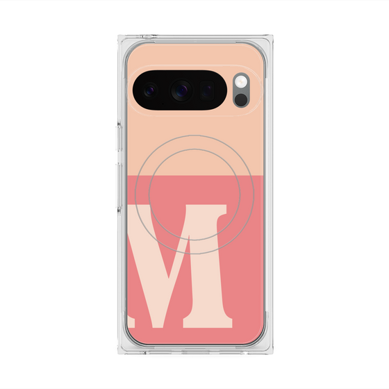プレミアムスクエアケース with Pixelsnap［ オリジナル - initial two tone - M pink ］