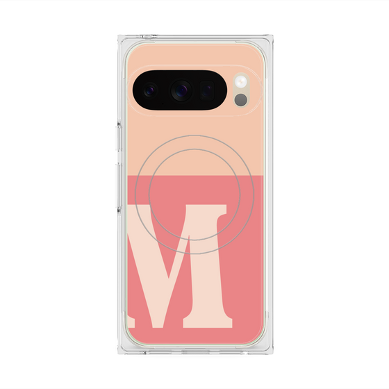 プレミアムスクエアケース with Pixelsnap［ オリジナル - initial two tone - M pink ］