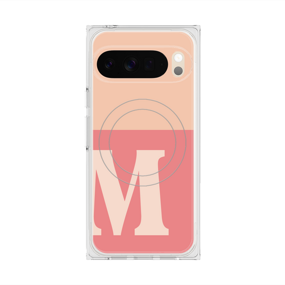 プレミアムスクエアケース with Pixelsnap［ オリジナル - initial two tone - M pink ］