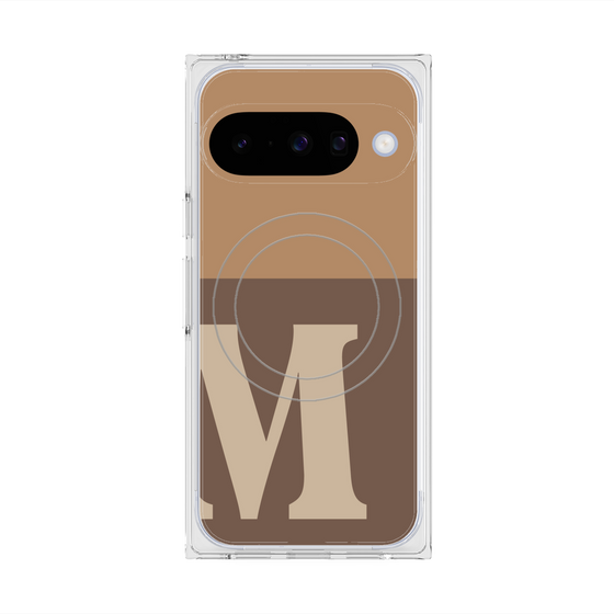 プレミアムスクエアケース with Pixelsnap［ オリジナル - initial two tone - M brown ］