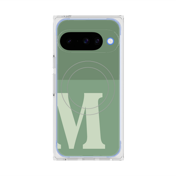 プレミアムスクエアケース with Pixelsnap［ オリジナル - initial two tone - M green ］