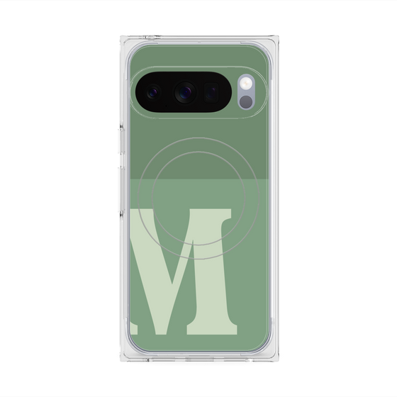 プレミアムスクエアケース with Pixelsnap［ オリジナル - initial two tone - M green ］